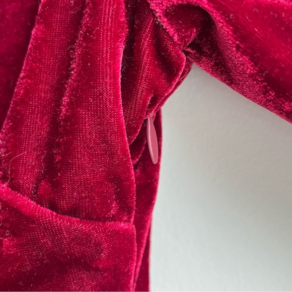 Lulus Silver Screen Burgundy Velvet Long Sleeve Midi Dress Small Holiday Party - Picture 7 of 13